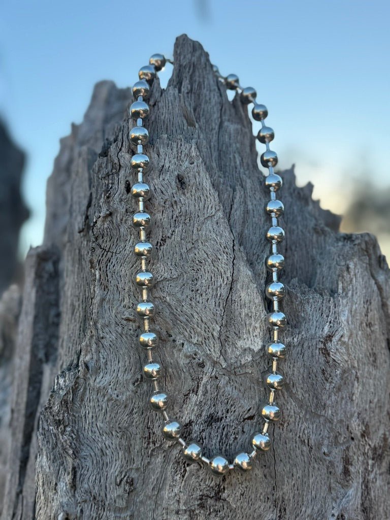 Silver Pearls Beaded Chain Necklace