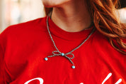 Silver Pearls Bow Necklace