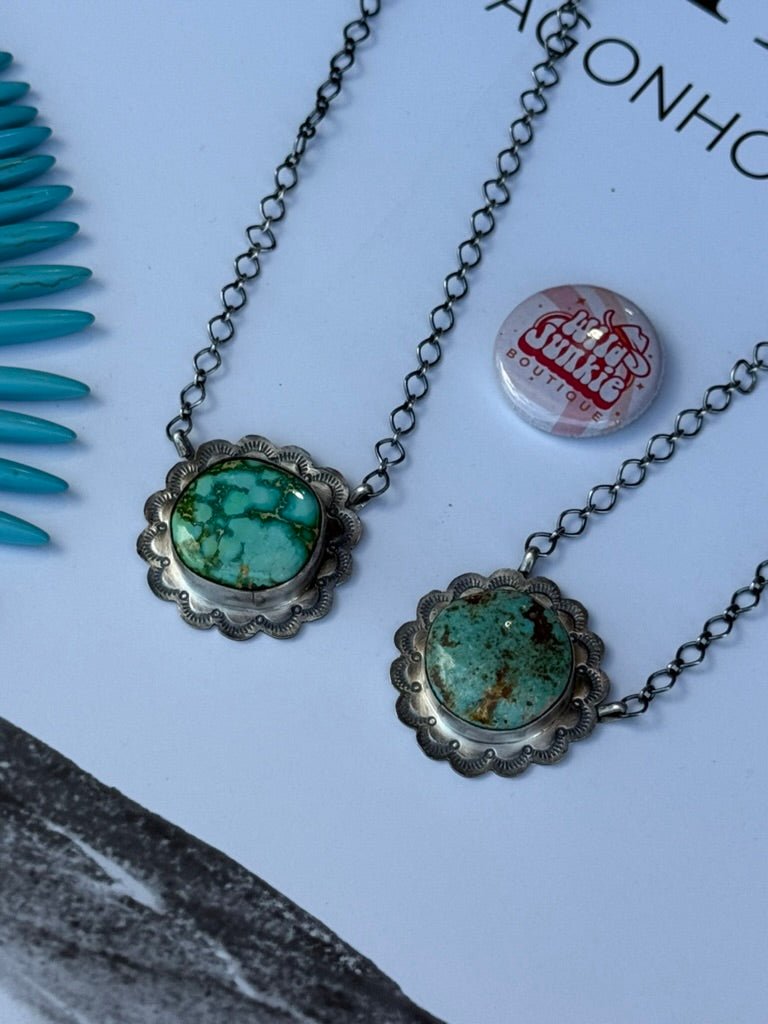 Silver Petal Turquoise Chain NecklaceSonoran Gold