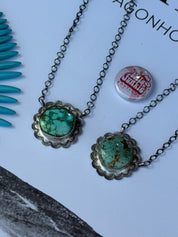 Silver Petal Turquoise Chain NecklaceSonoran Gold