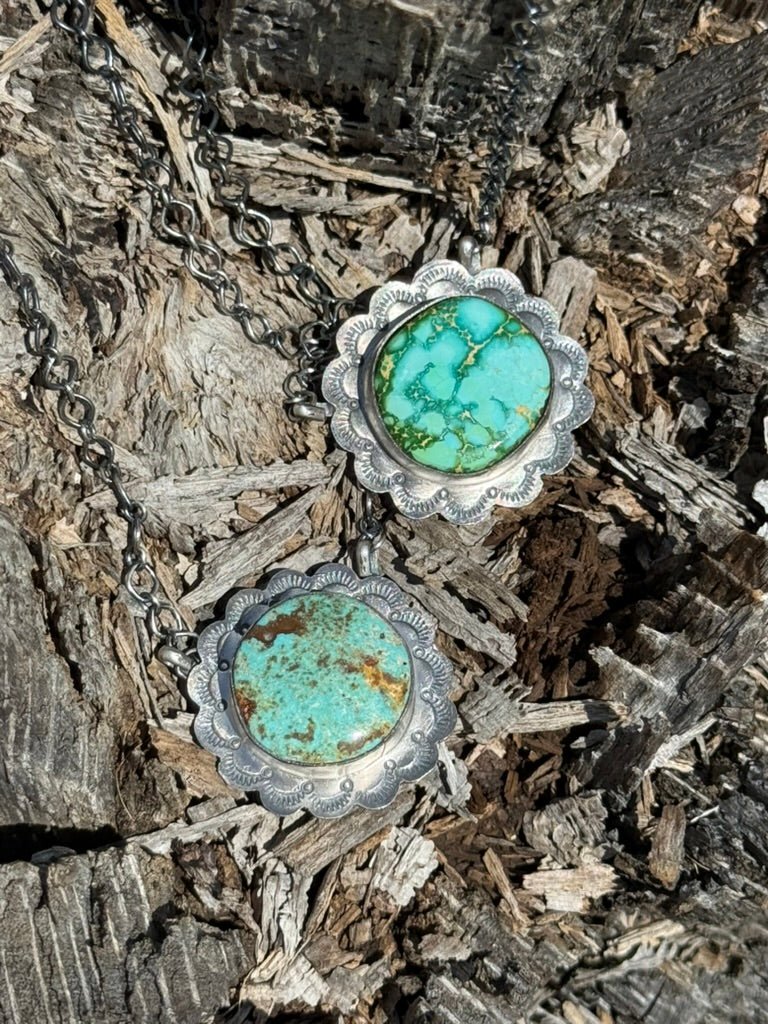 Silver Petal Turquoise Chain NecklaceSonoran Gold