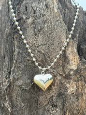 Silver Puff Heart Necklace