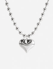 Silver Puff Heart Necklace