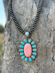 Silver Roundel Flower Pendant Necklace