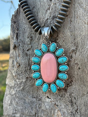 Silver Roundel Flower Pendant Necklace