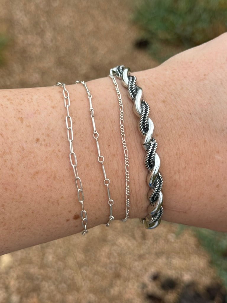 Silver Sage Twisted Rope Stretch Bracelet