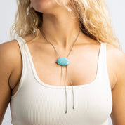 Silver Turquoise Charm Bolo Necklace