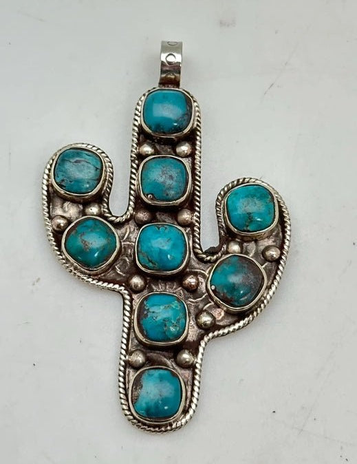 Silversmith Turquoise Cactus Pendant
