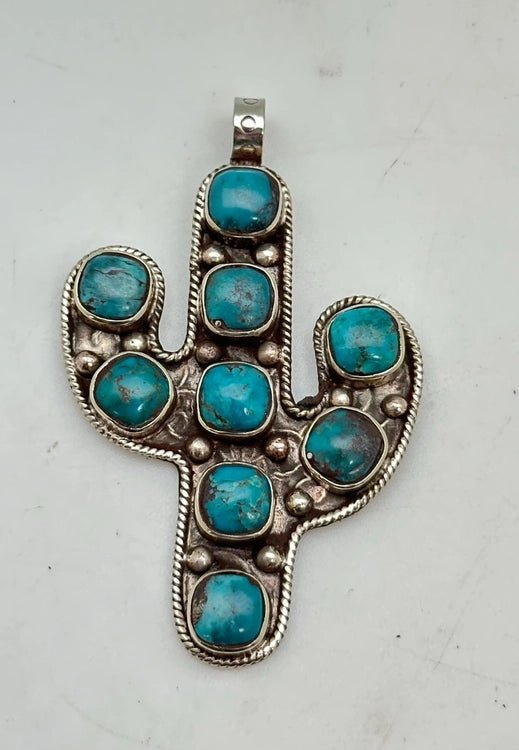 Silversmith Turquoise Cactus Pendant