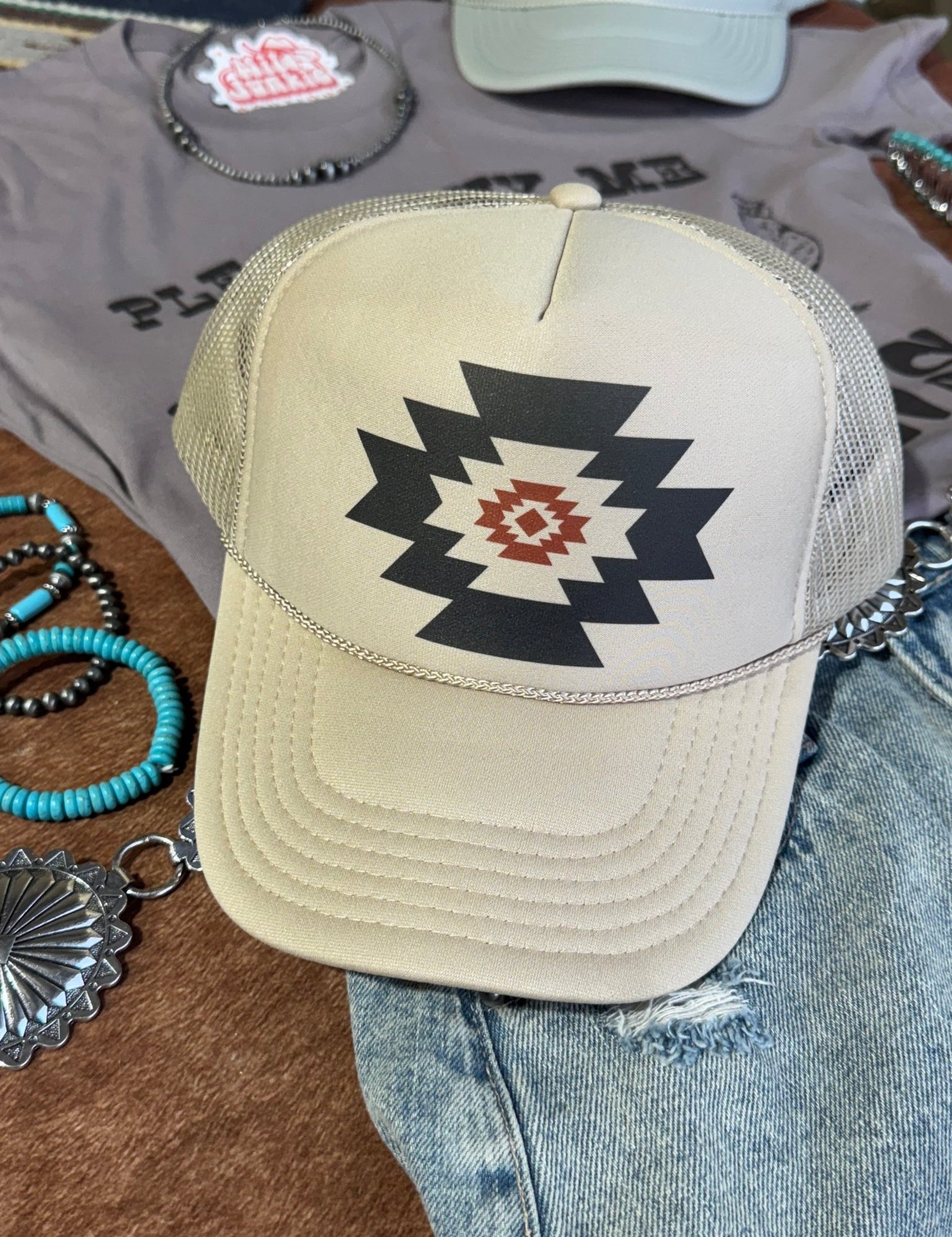 Simple Aztec Trucker HatTan