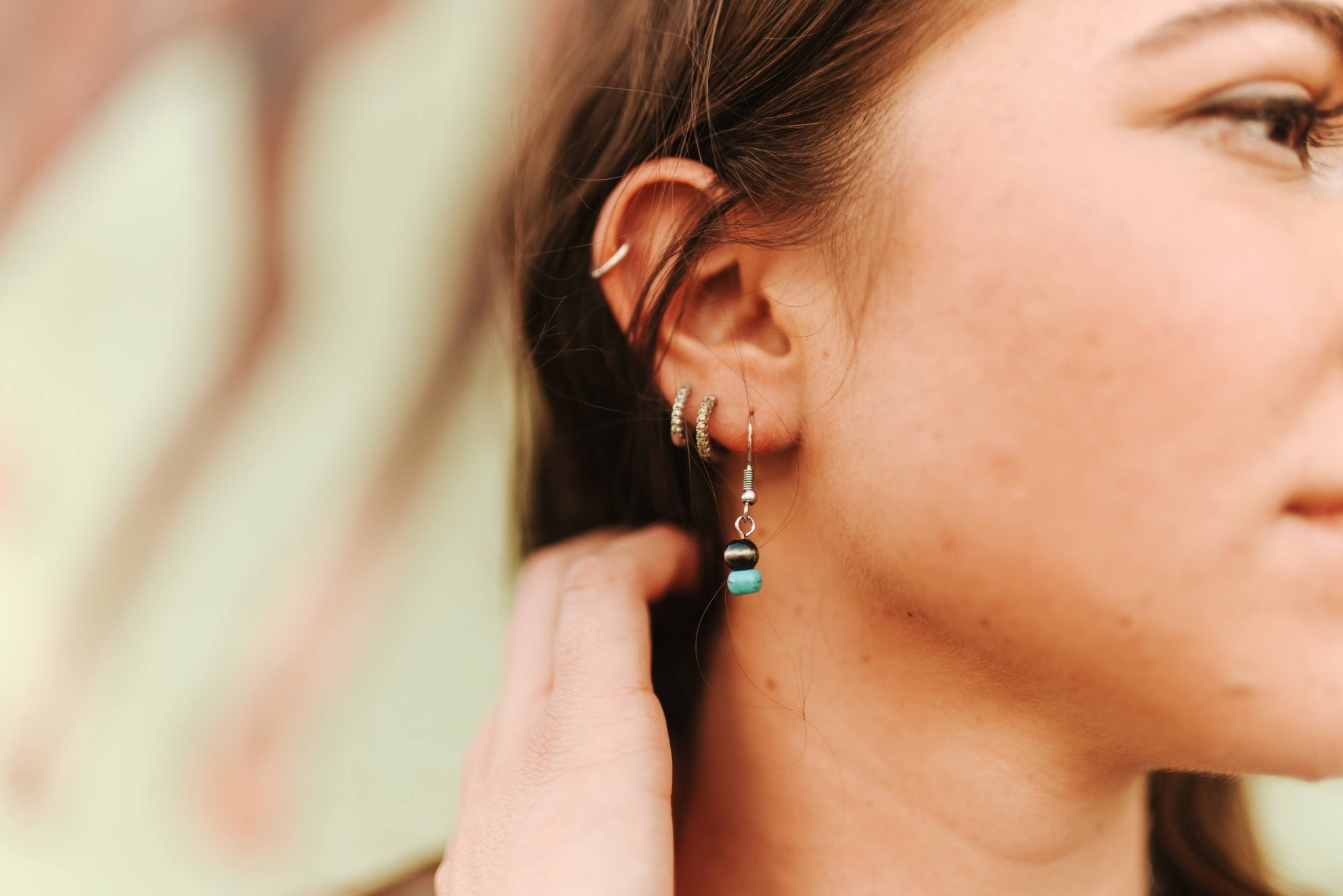 Simple Turquoise and Pearl Drop Earrings