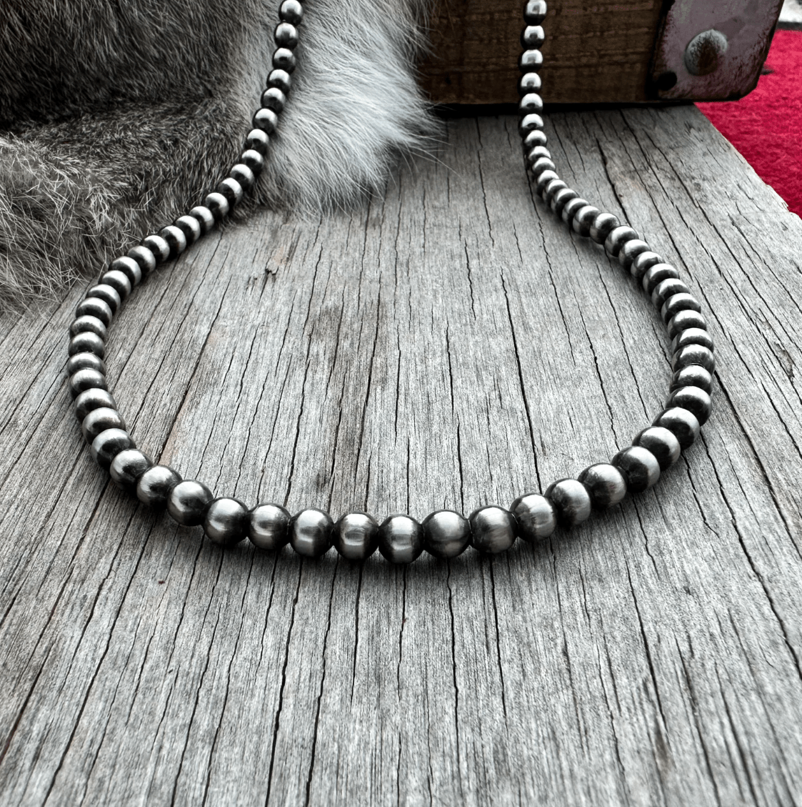 Single Strand Sterling Silver Beads Necklace
