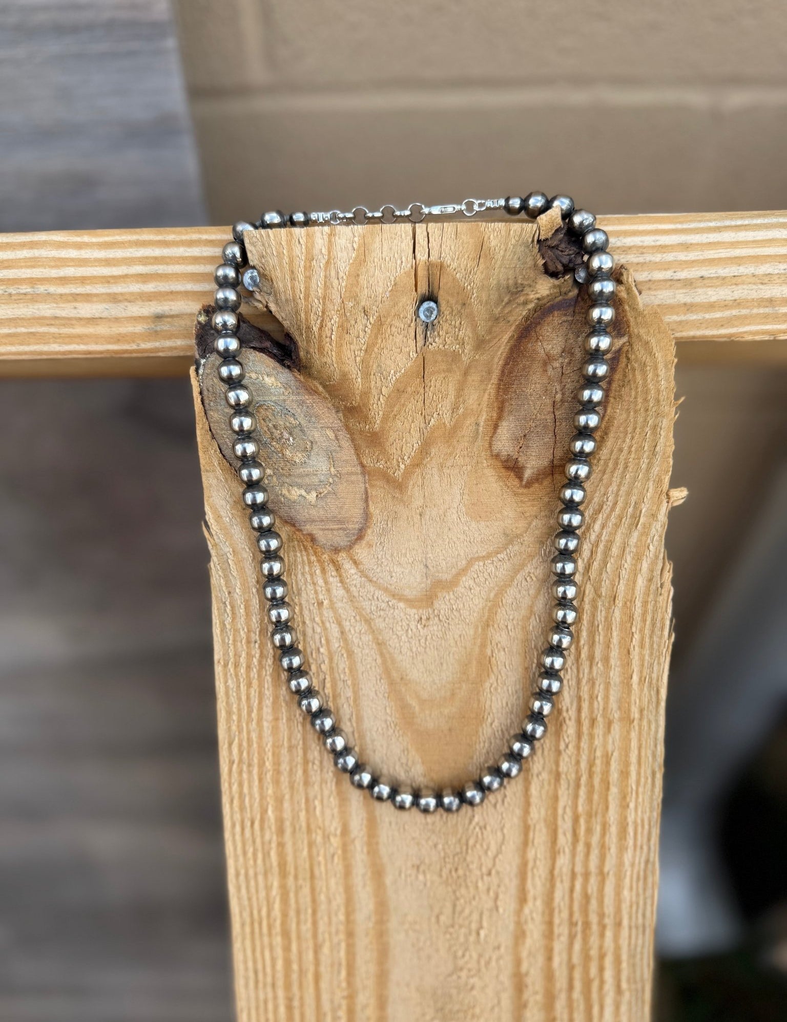 Single Strand Sterling Silver Beads Necklace