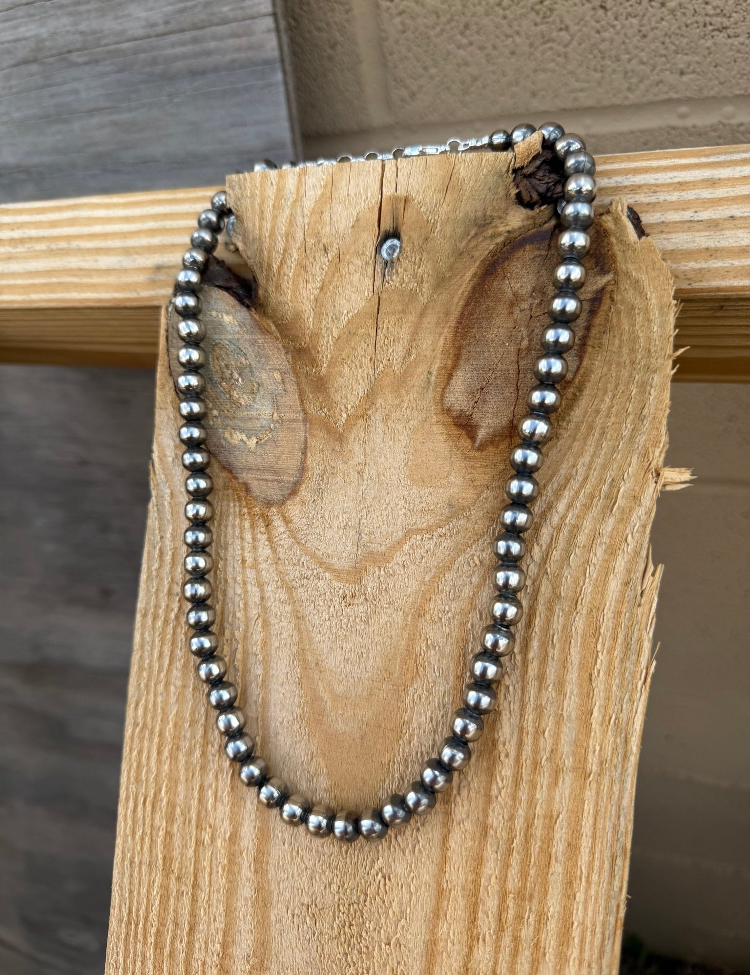 Single Strand Sterling Silver Beads Necklace
