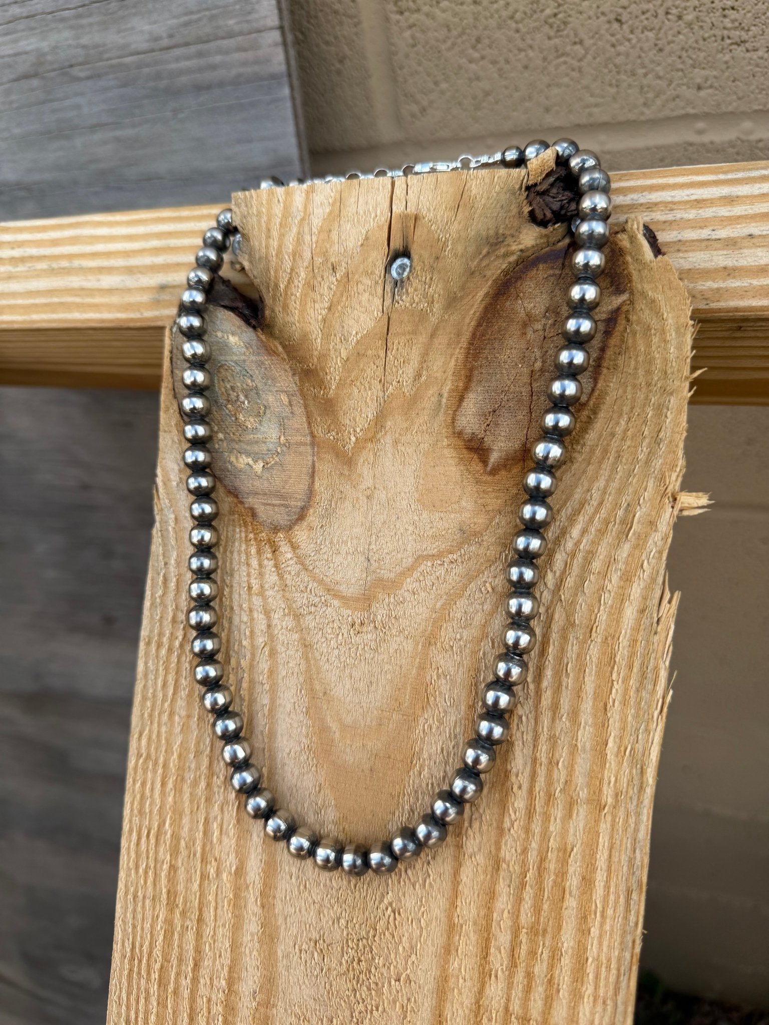 Single Strand Sterling Silver Beads Necklace