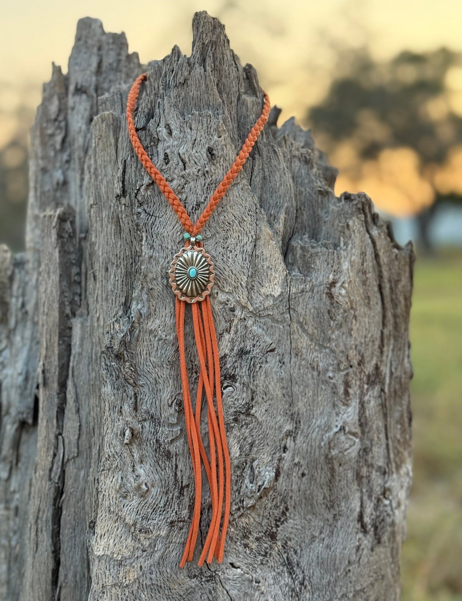 Skyfire Braided Leather Tassel Necklace