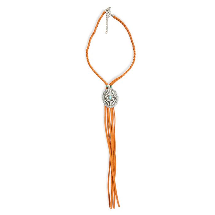 Skyfire Braided Leather Tassel Necklace