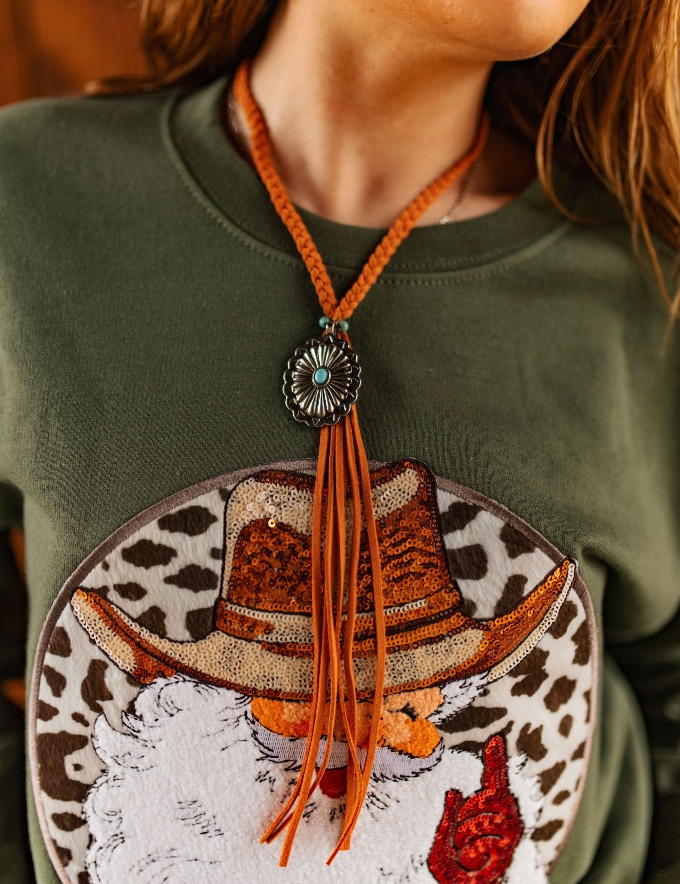 Skyfire Braided Leather Tassel Necklace