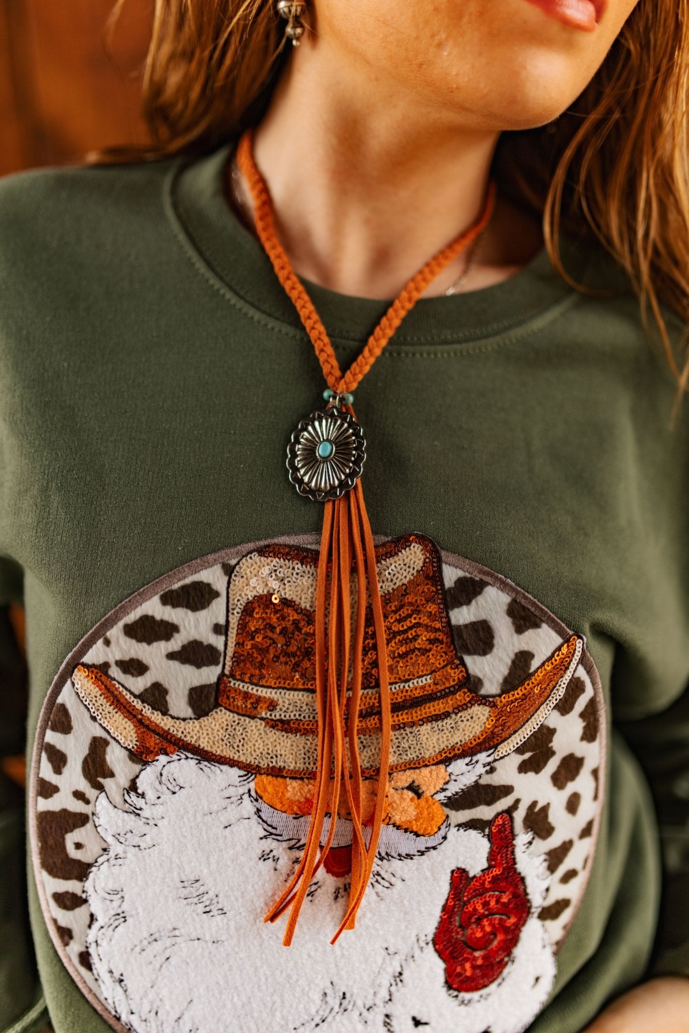 Skyfire Braided Leather Tassel Necklace