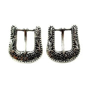 Small Floral Etched Belt Buckle Post Earrings