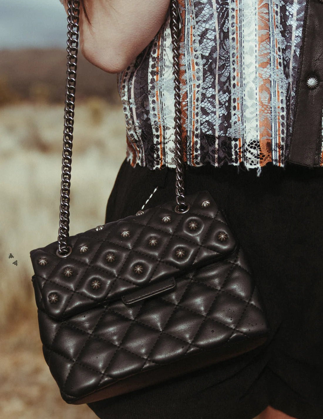 Small Studded Quilted Leather Handbag