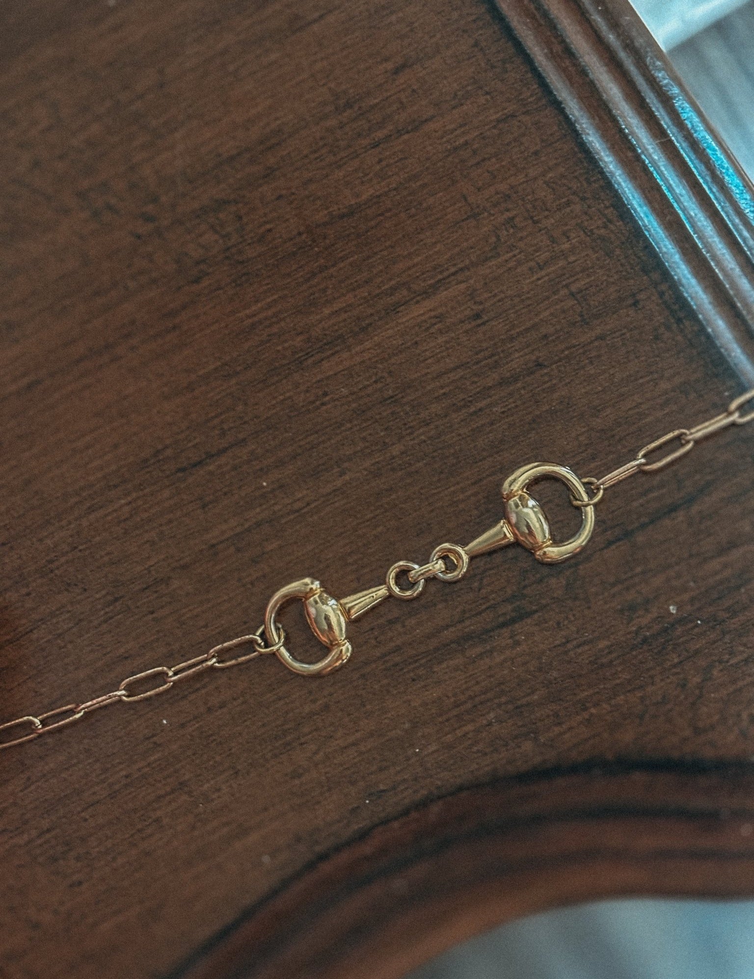 Snaffle Bit Gold Paperclip Chain Necklace
