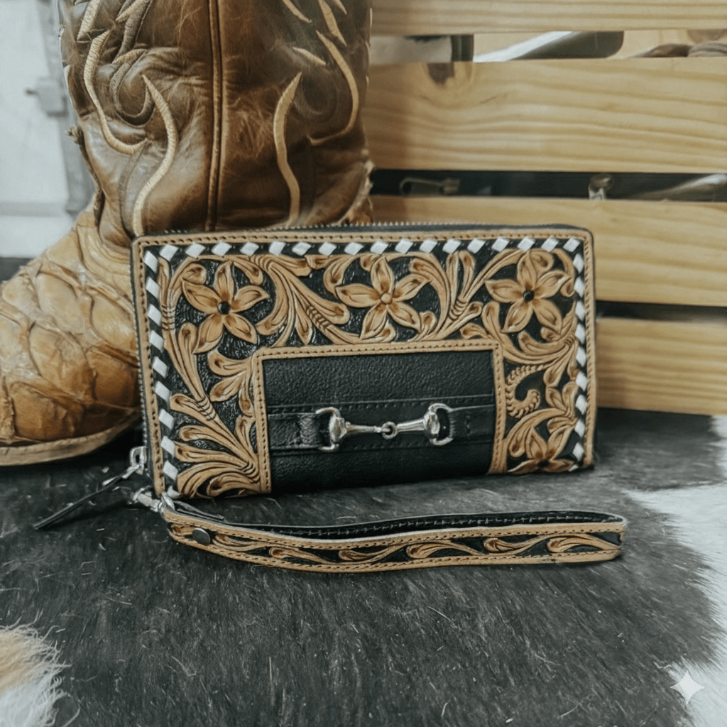Snaffle Bit Tooled Leather Wallet