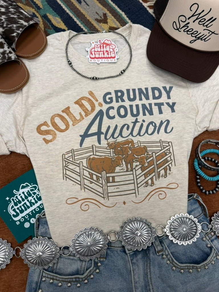 Sold! Grundy County Auction Graphic TeeHeather OatmealS