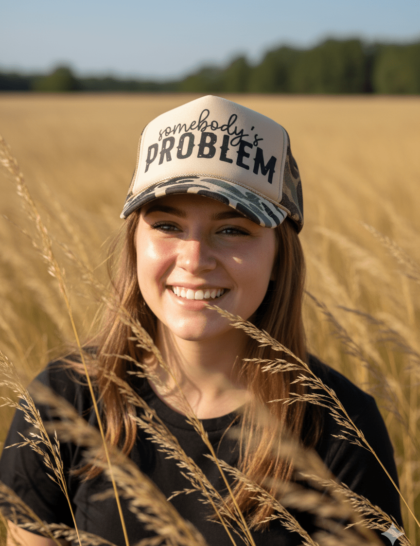 Somebody's Problem Camo Trucker HatCamo & Tan