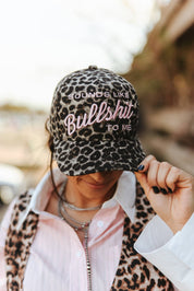 Sounds Like Bullshit To Me Leopard Embroidered Hat