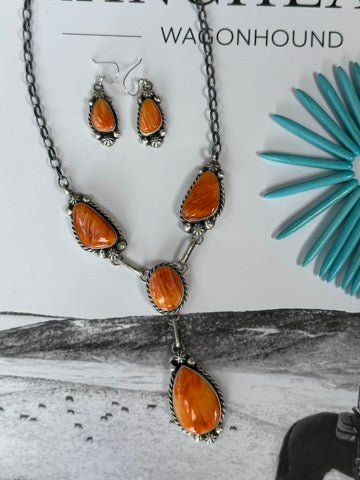 Spiny Lariat Necklace And Earring Set