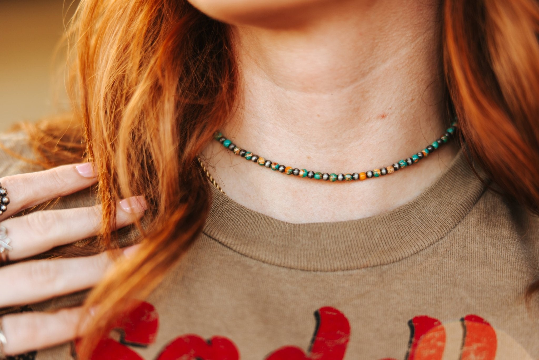 Spiny Oyster and Silver Pearls Beaded Choker