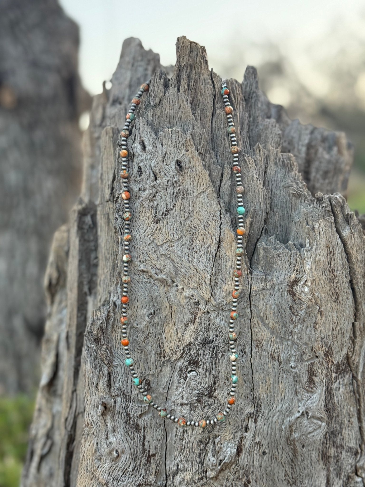 Spiny Oyster and Silver Pearls Beaded Necklace