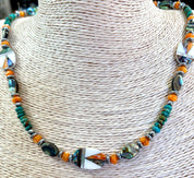 Spiny Oyster Inlay & Hematite Bead Necklace