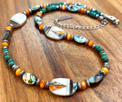 Spiny Oyster Inlay & Hematite Bead Necklace