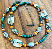Spiny Oyster Inlay & Hematite Bead Necklace