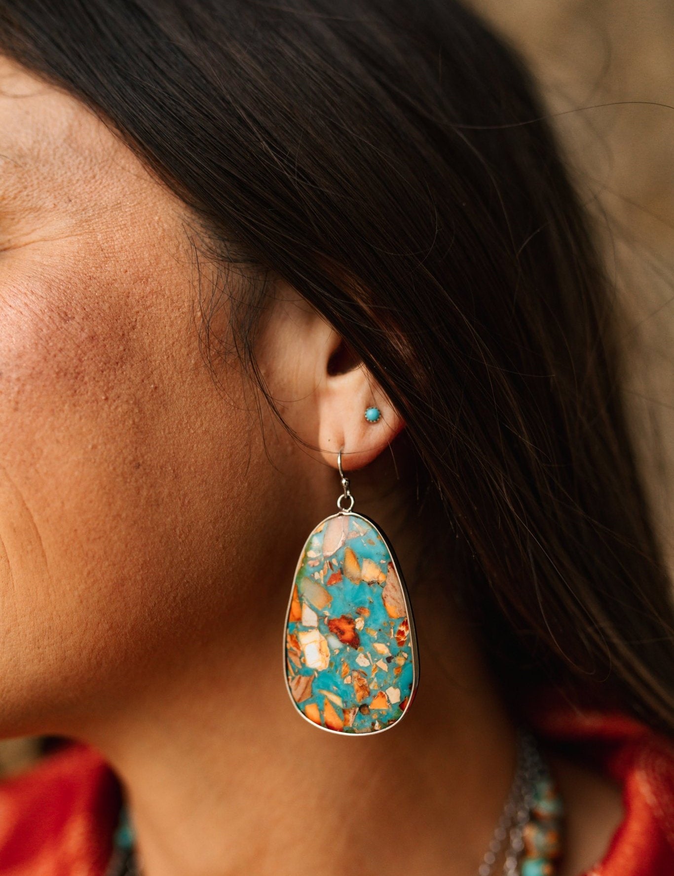 Spiny Oyster Slab Earrings
