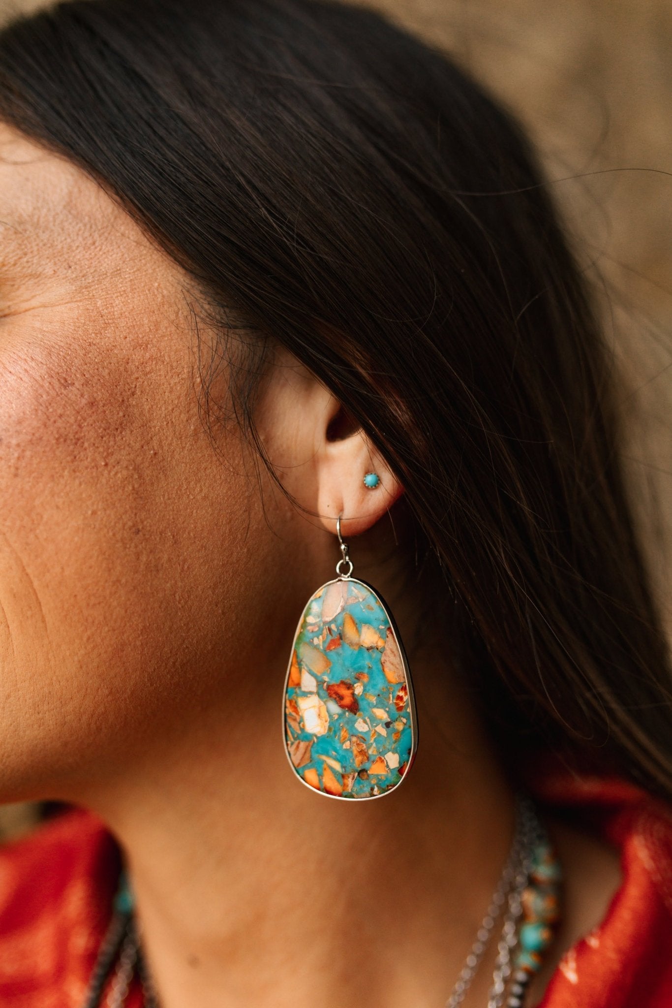 Spiny Oyster Slab Earrings