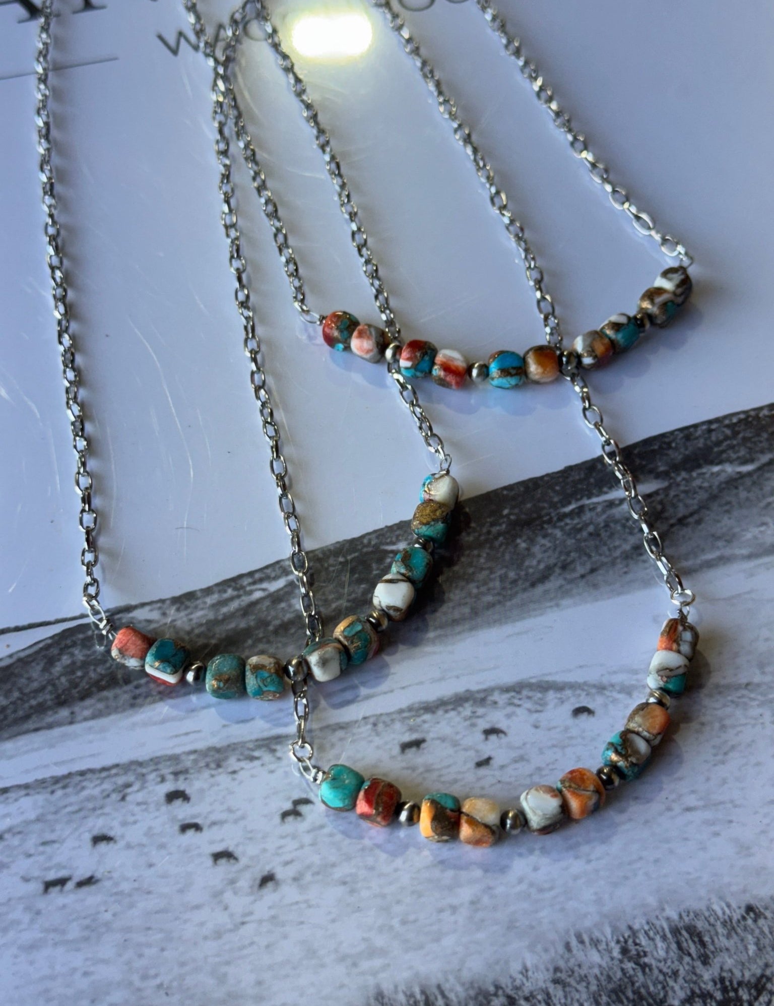 Spiny Oyster Turquoise Beaded Chain Necklace