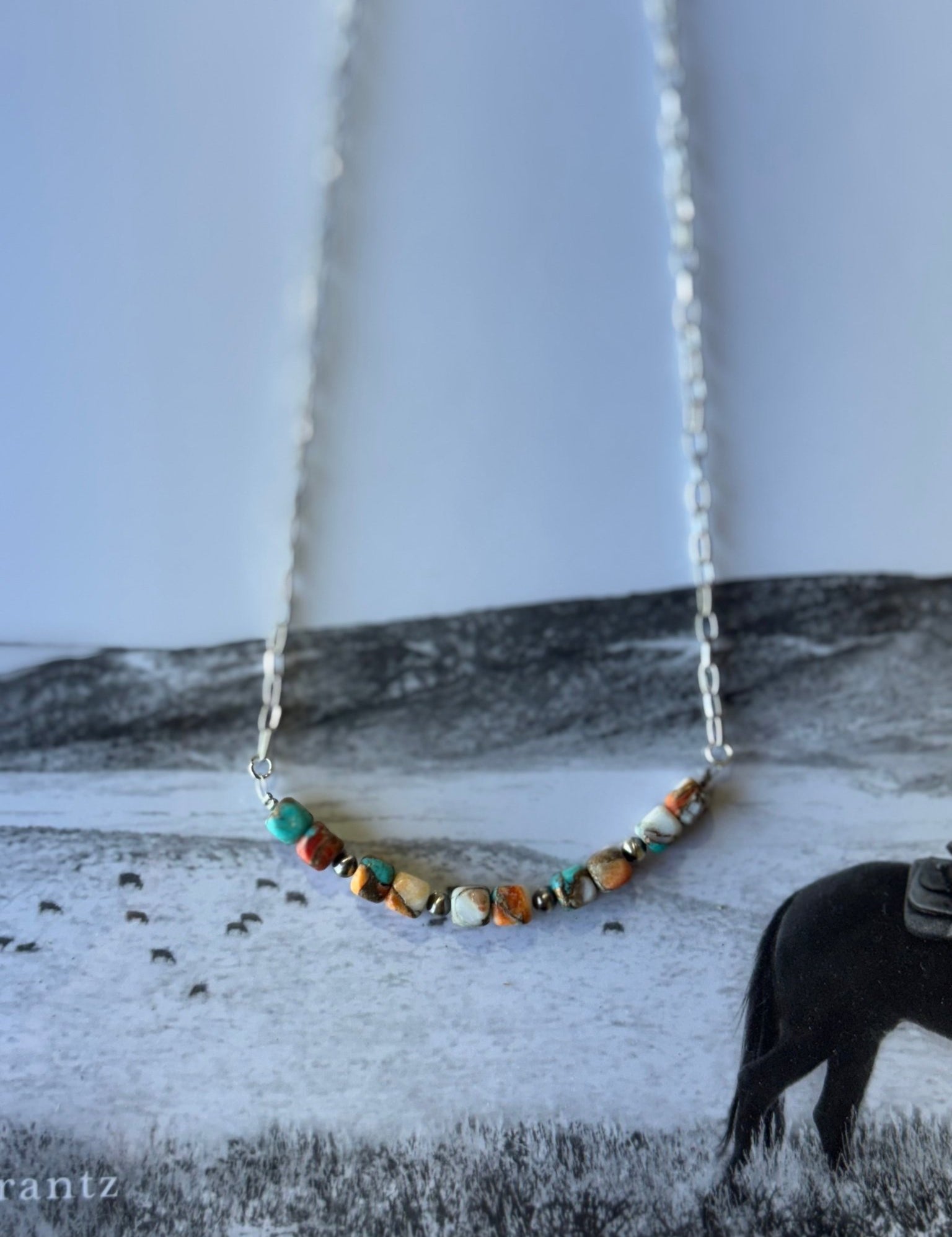 Spiny Oyster Turquoise Beaded Chain Necklace
