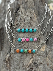 Spiny Oyster Turquoise Stones Bar Necklace