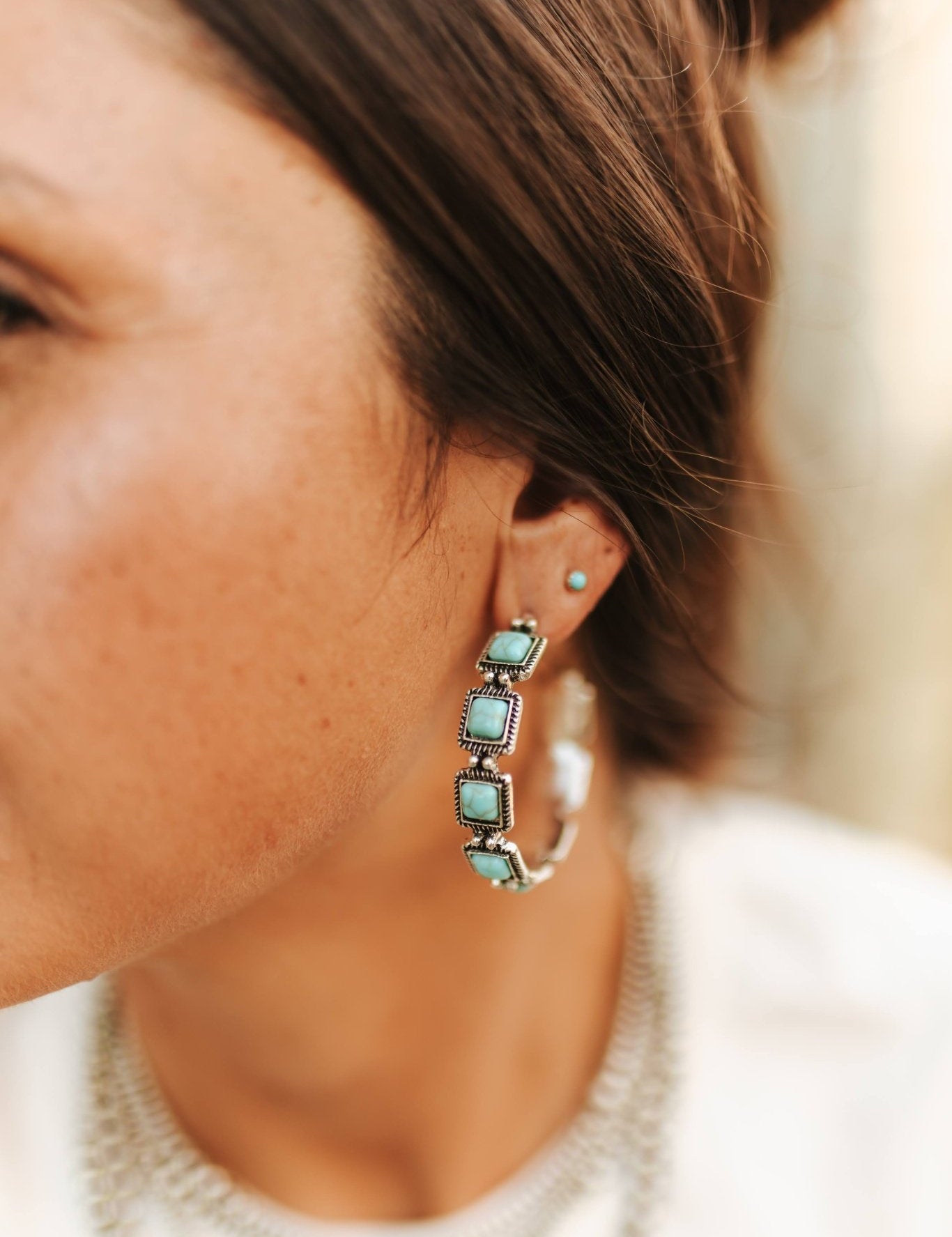 Square Concho Hoop Earrings