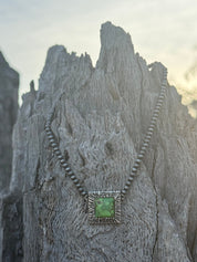 Square Pendant Beaded Choker