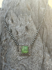 Square Pendant Beaded Choker