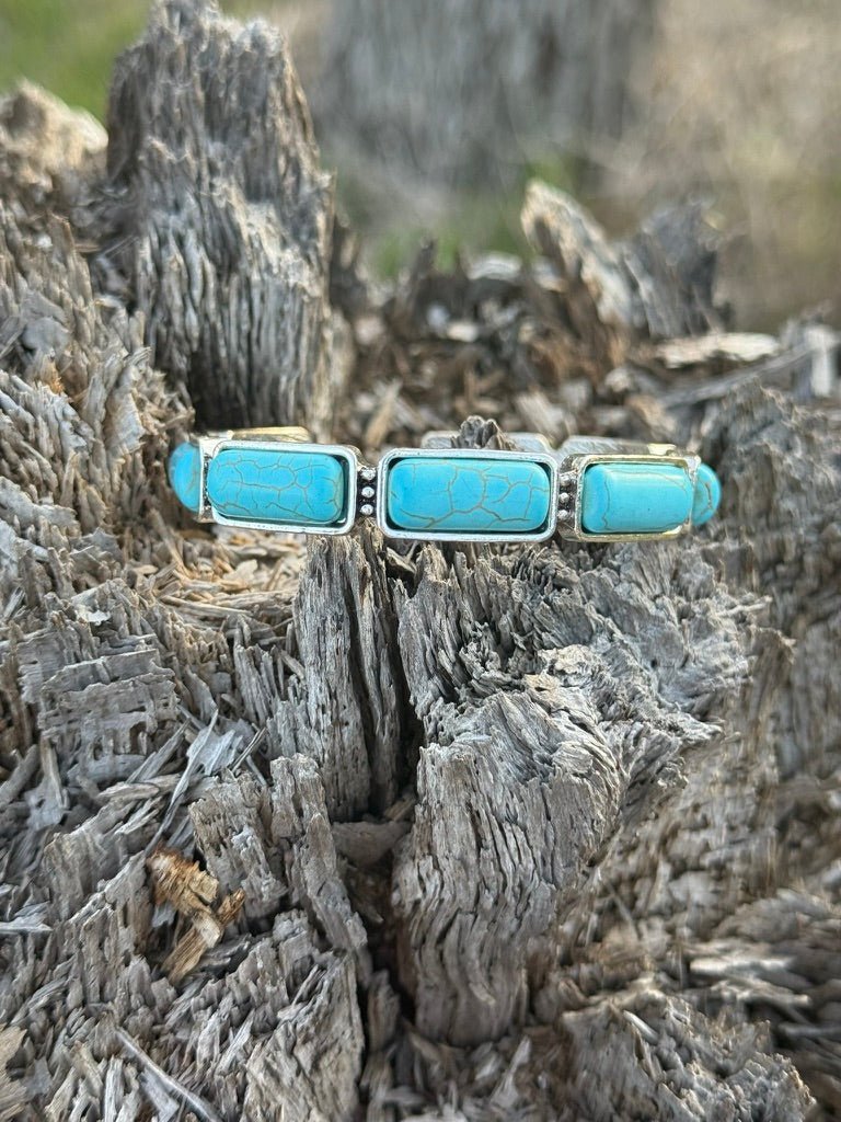 Square Stone Turquoise Cuff Bracelet