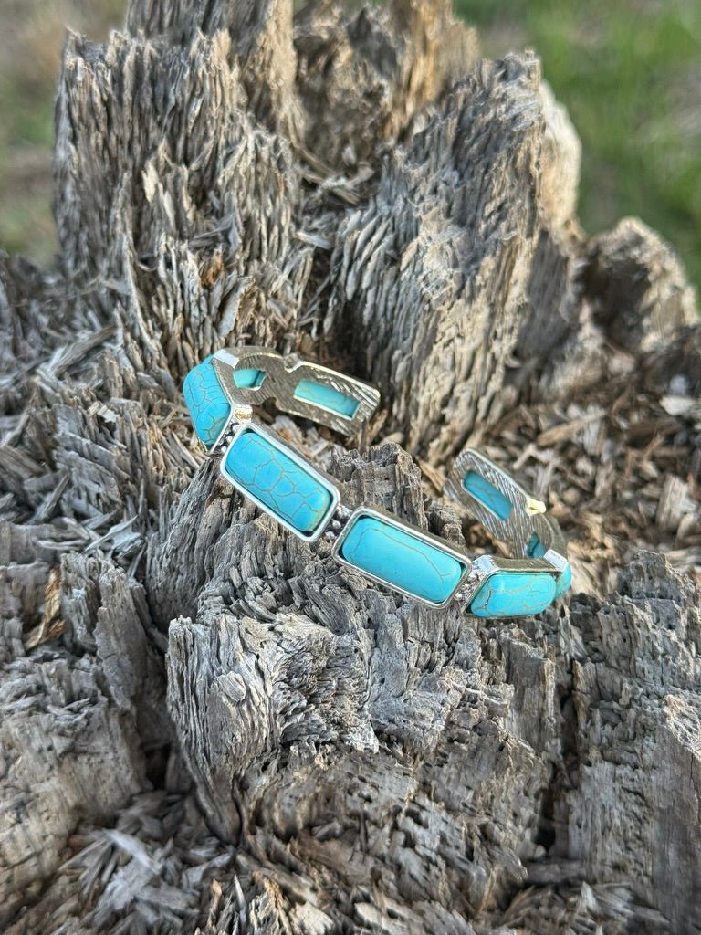 Square Stone Turquoise Cuff Bracelet