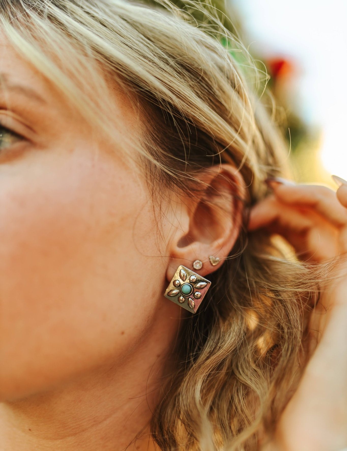 Square Turquoise Concho Studs