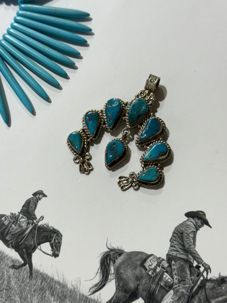 Squash Blossom Turquoise Pendant
