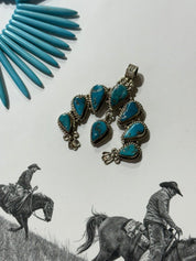 Squash Blossom Turquoise Pendant