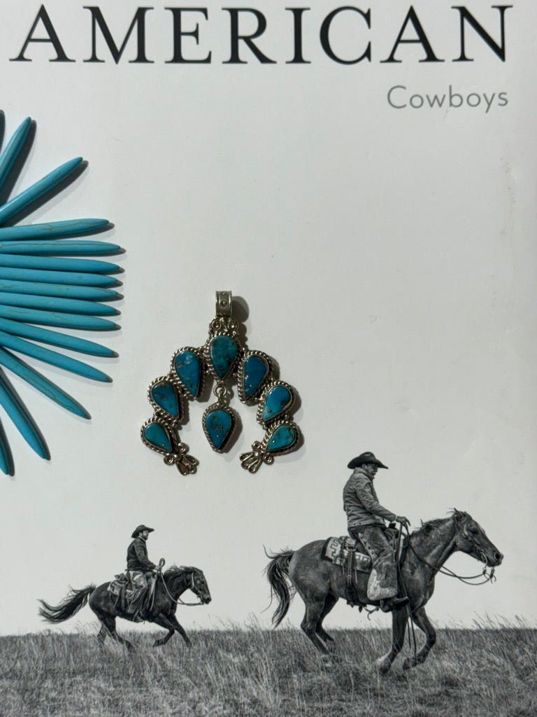 Squash Blossom Turquoise Pendant